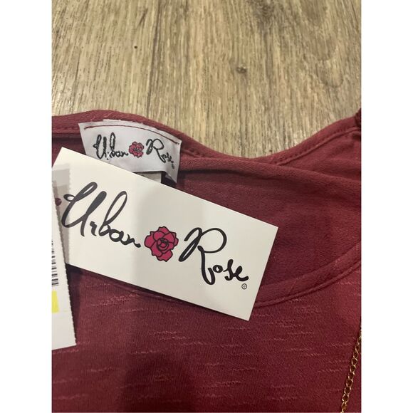 Urban Rose XL Burgundy Tunic Top and Necklace 1X New - Picture 4 of 5